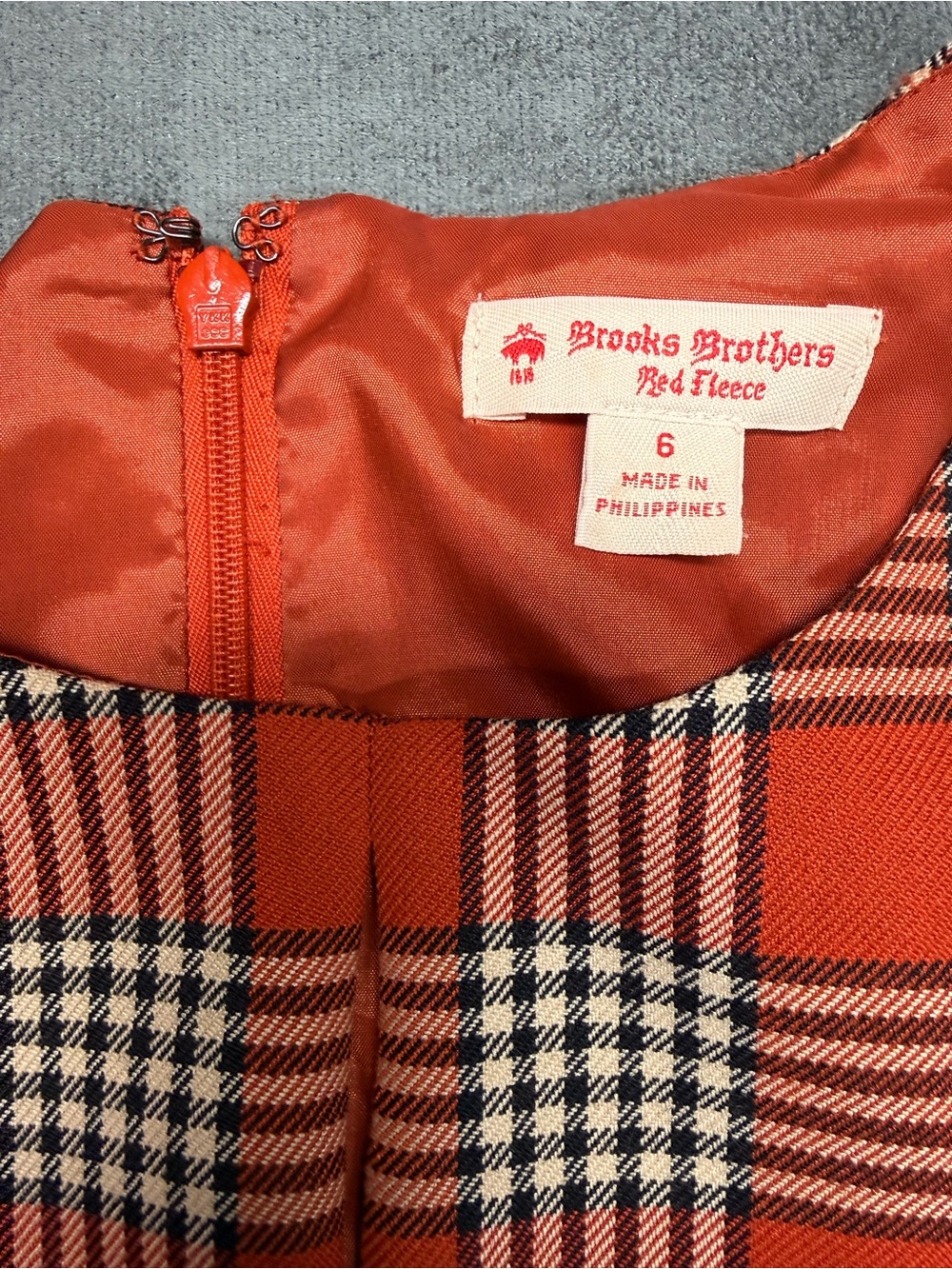 Brooks Brothers Orange-Red Plaid Girls Midi Skirt
